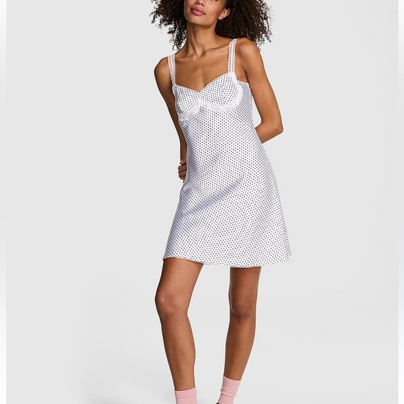 Frankie's Bikinis Dresses & Skirts - PINK BY FRANKIES BIKINIS SCOUT CREPE MINI DRESS BLACK WHITE POLKA DOT LARGE